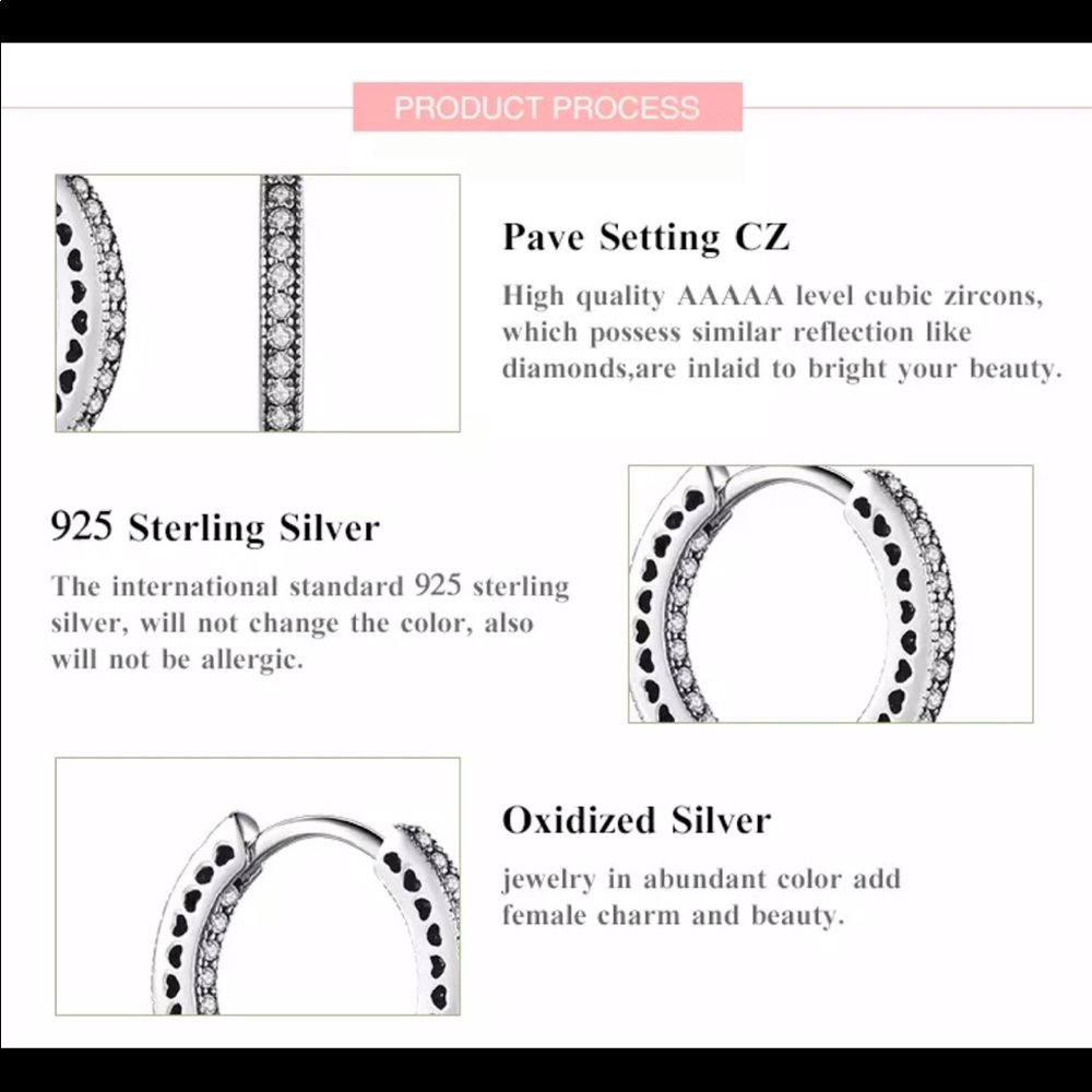 925 Sterling Silver Inside Out Diamond Earrings - Picture 5 of 5